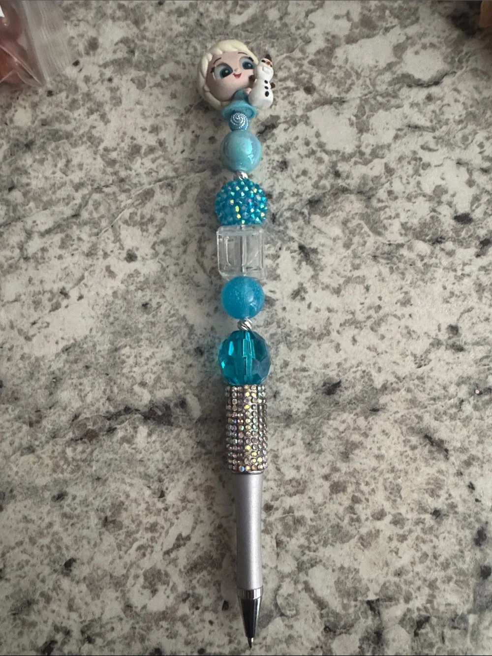 NWOT Disney Doorables Young Elsa with a tiny Olaf Beaded Pen Handmade by Me